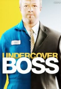 Undercover Boss Wearing Suit and Work clothes in split image